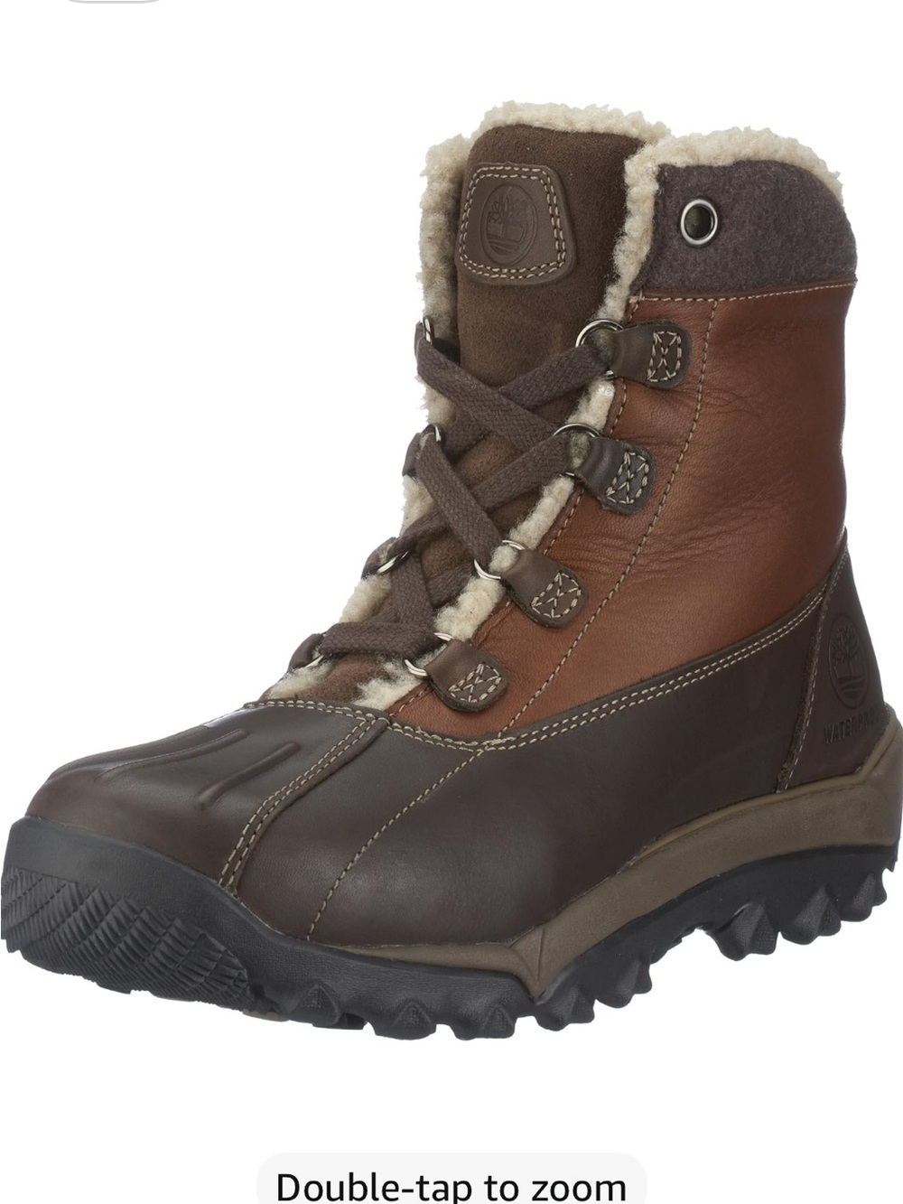 Timberland Brown Leather Lace-Up Fleece-Trim Boots